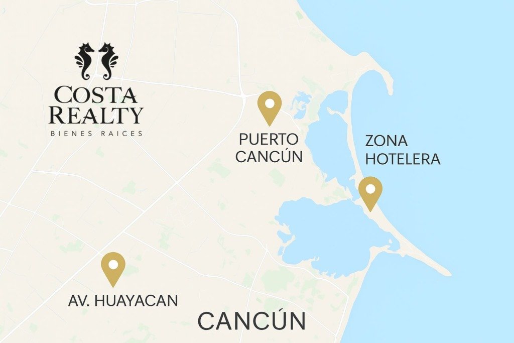 Map of the best areas in Cancun
