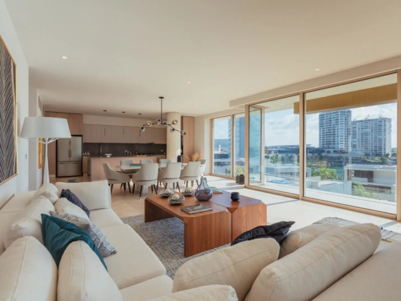 PUERTO CANCUN APARTMENT FOR SALE LIVING ROOM VIEW