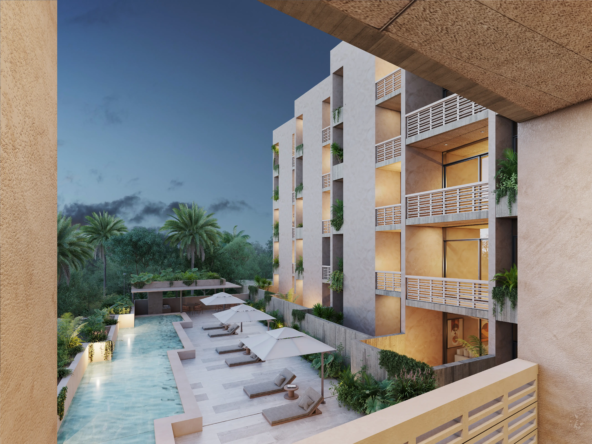 Condos for sale in Erenia Cancun with pool view and balcony